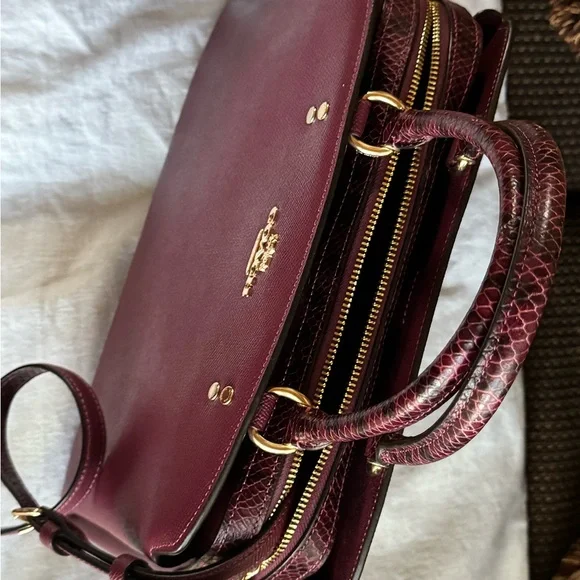 Coach Lillie Carryall in Black Cherry Multi Leather Satchel - Picture 3 of 3